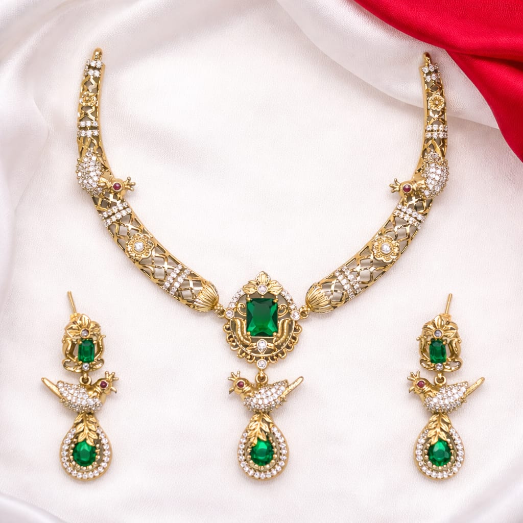 Beautiful CZ Peacock Pendent Necklace