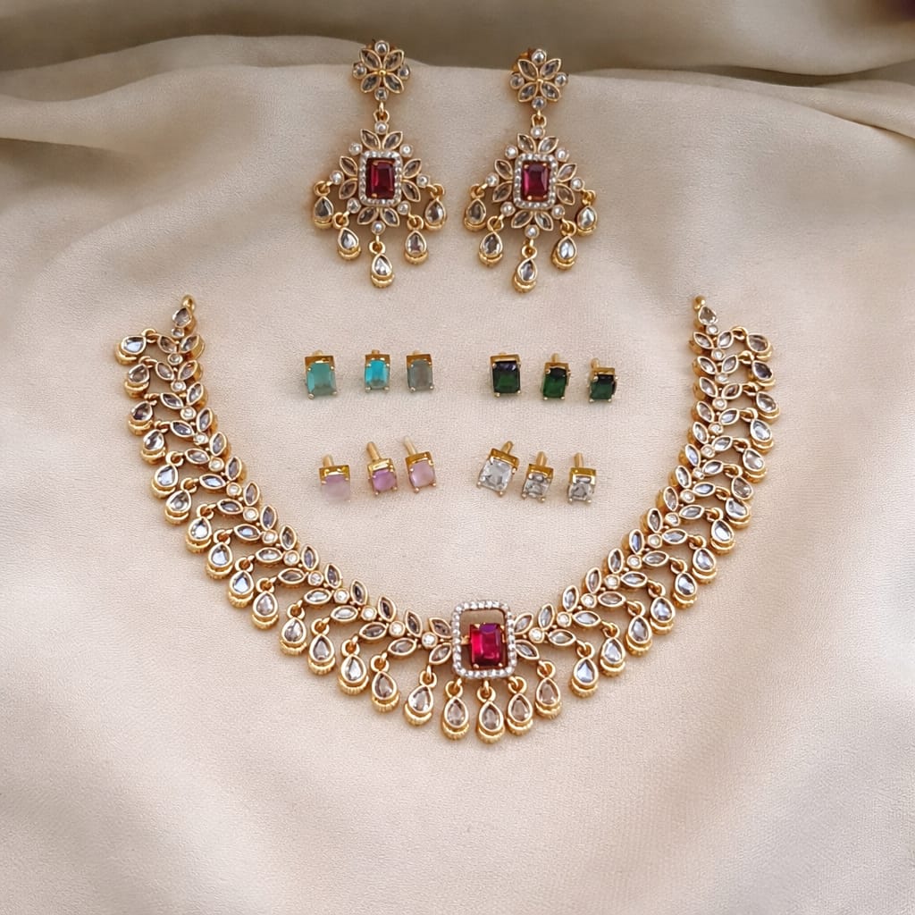 5 in 1 ad jadau Kundan hanging necklace