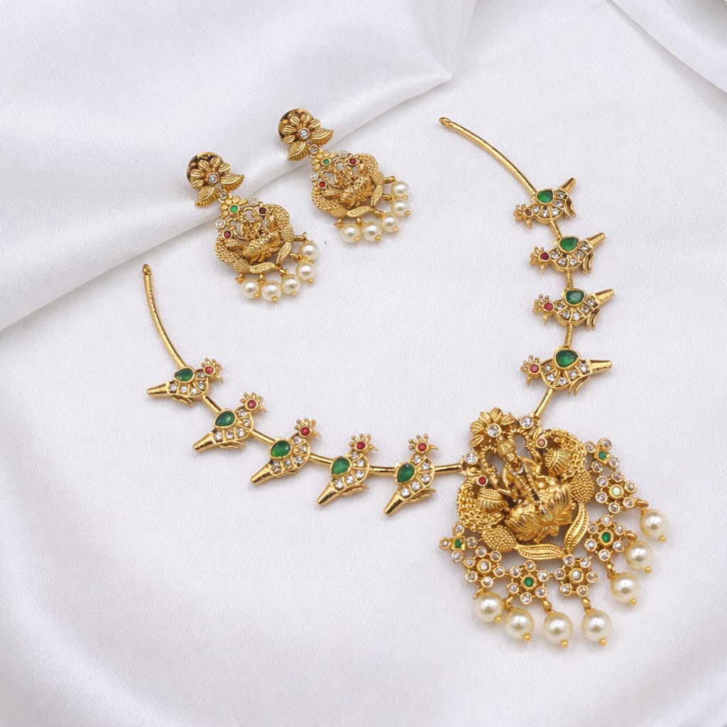 Peacock Lakshmi Antique Necklace Set